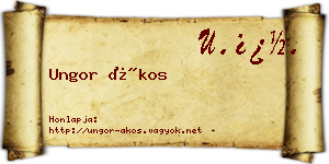 Ungor Ákos névjegykártya